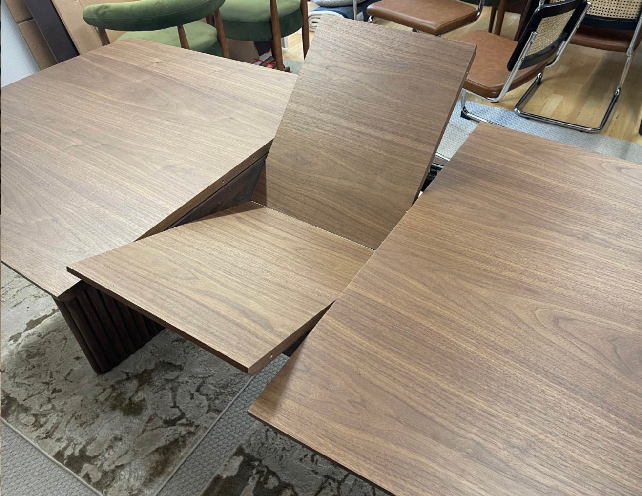 CALEB 6-8 SEAT RECTANGLE WOODEN EXTENDABLE DINING TABLE