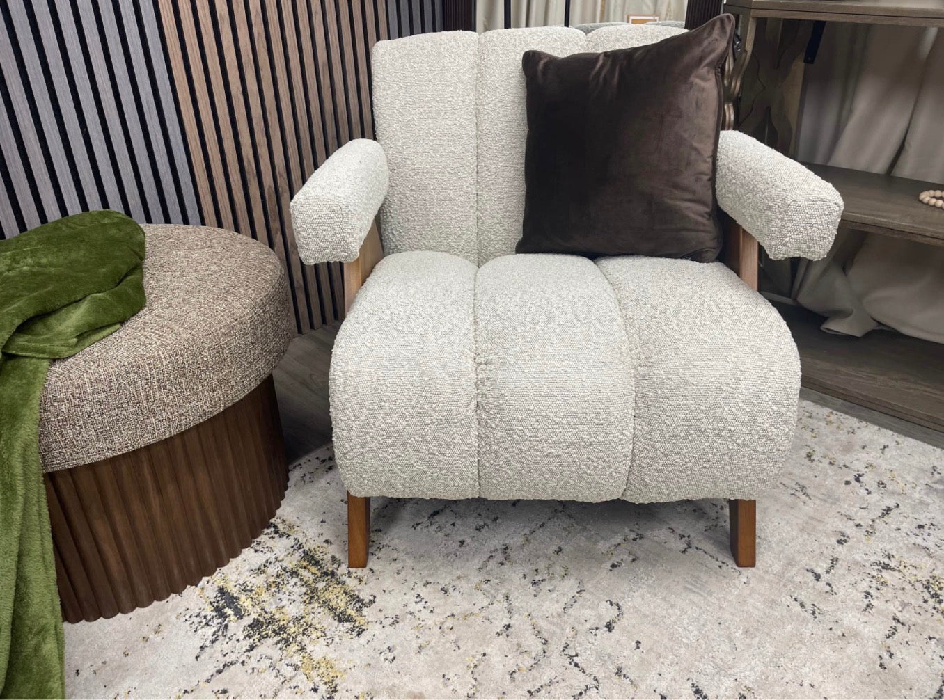 Paulo Speckled Stone Boucle Armchair