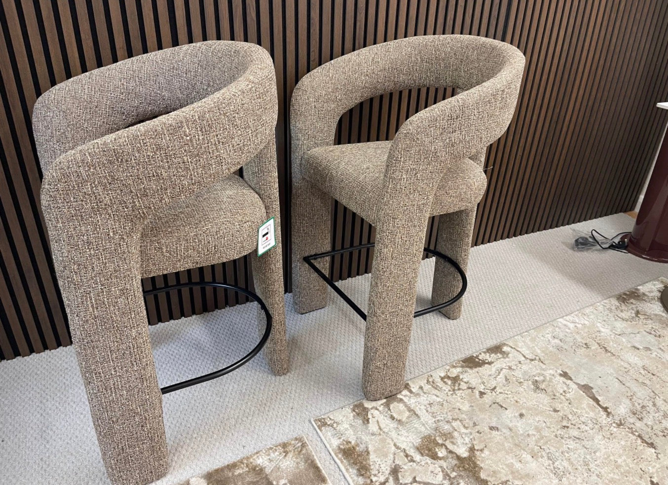 Bellamy Cappuccino Boucle Kitchen Stools x2