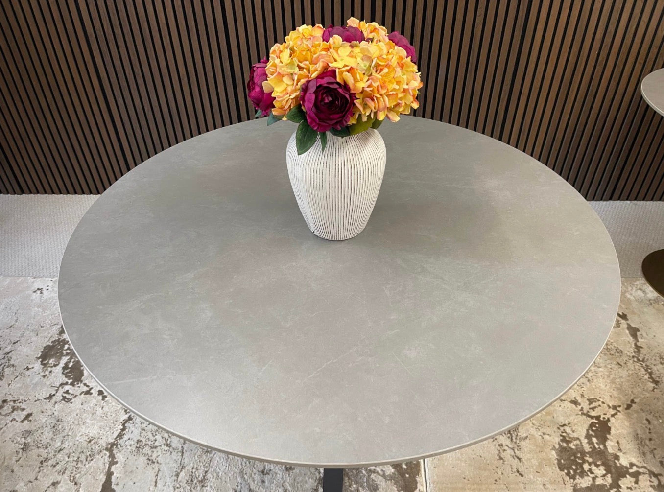Round Grey Ceramic Dining Table