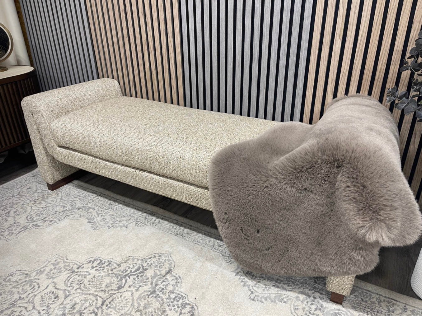 Bennett Speckled Latte Boucle Bench