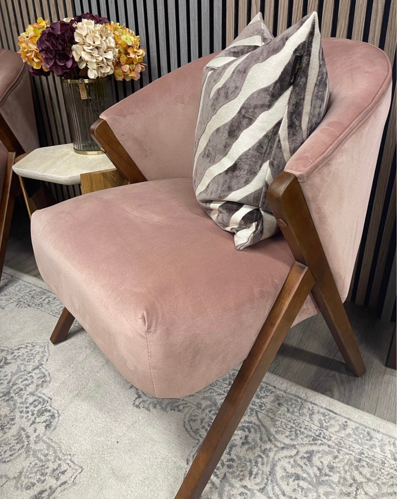 Set Of 2 Blush Pink Velvet Accent Chairs