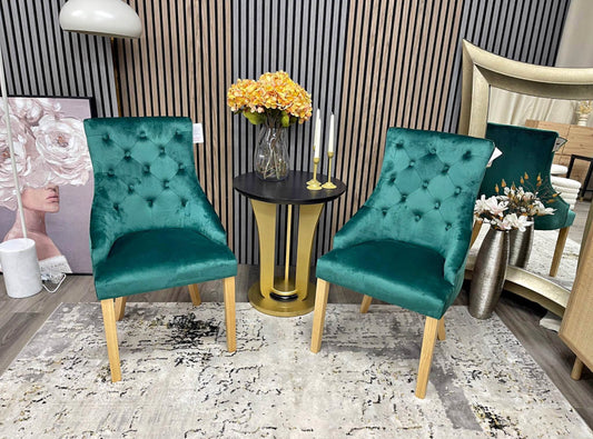 Green Velvet Dining Chairs x2