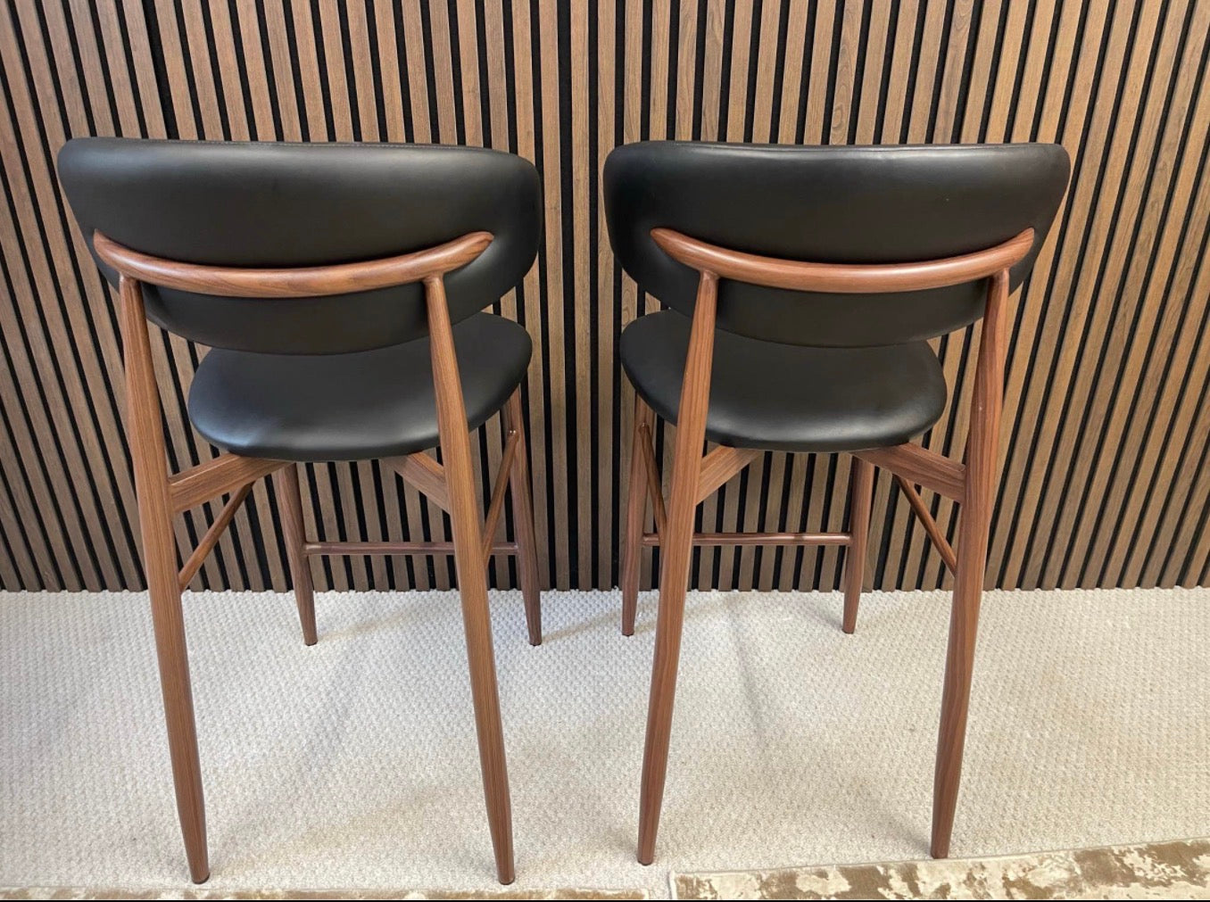Halston Black Faux Leather Kitchen Stools