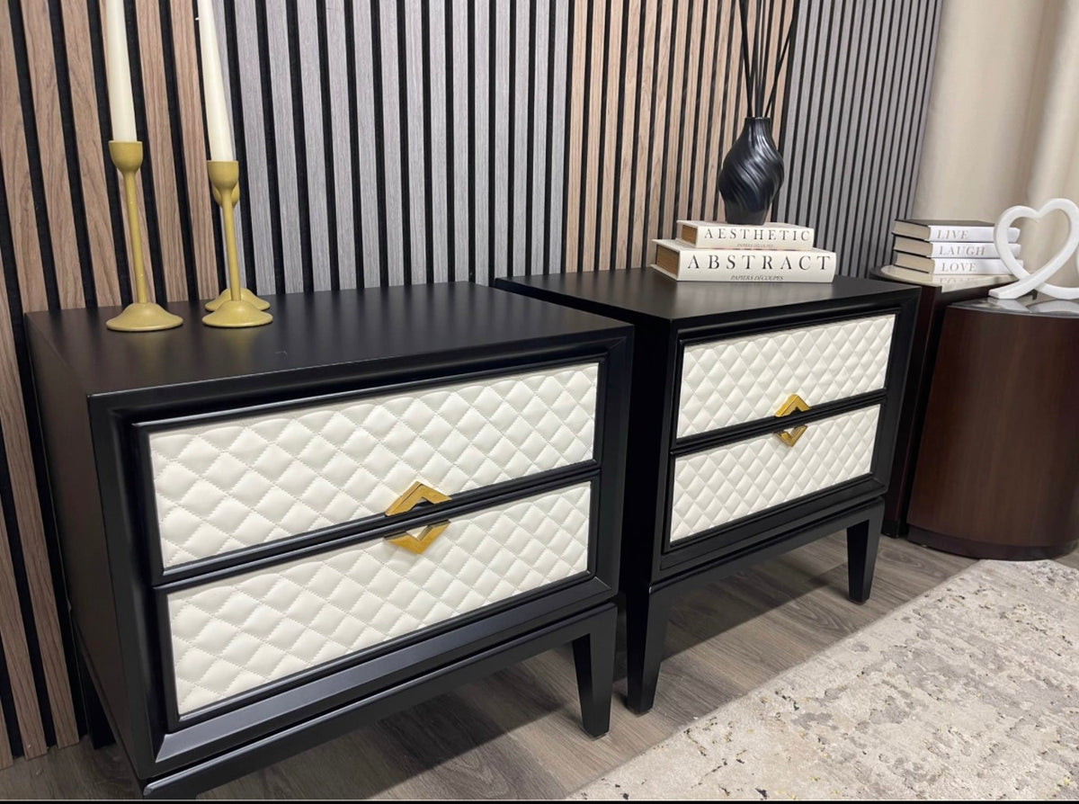 Black And White Bedside Tables x2