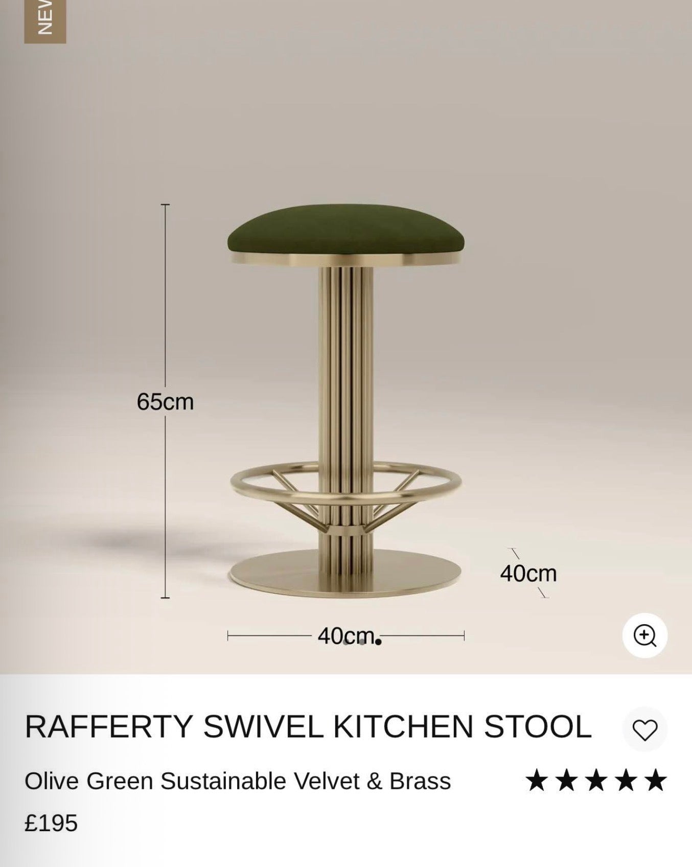 Olive Green Kitchen Stools x3