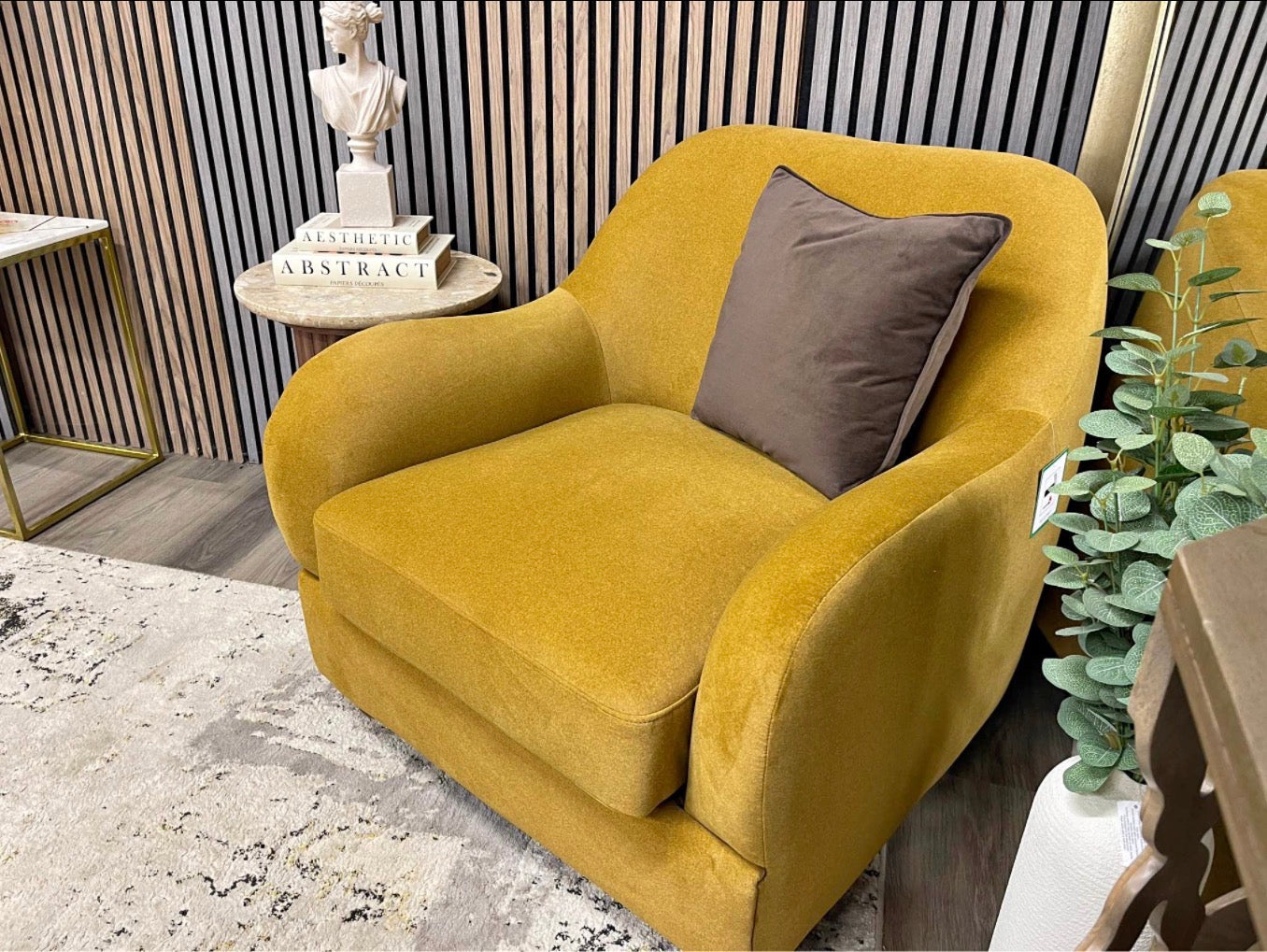 Mohair Mustard Accent Chair