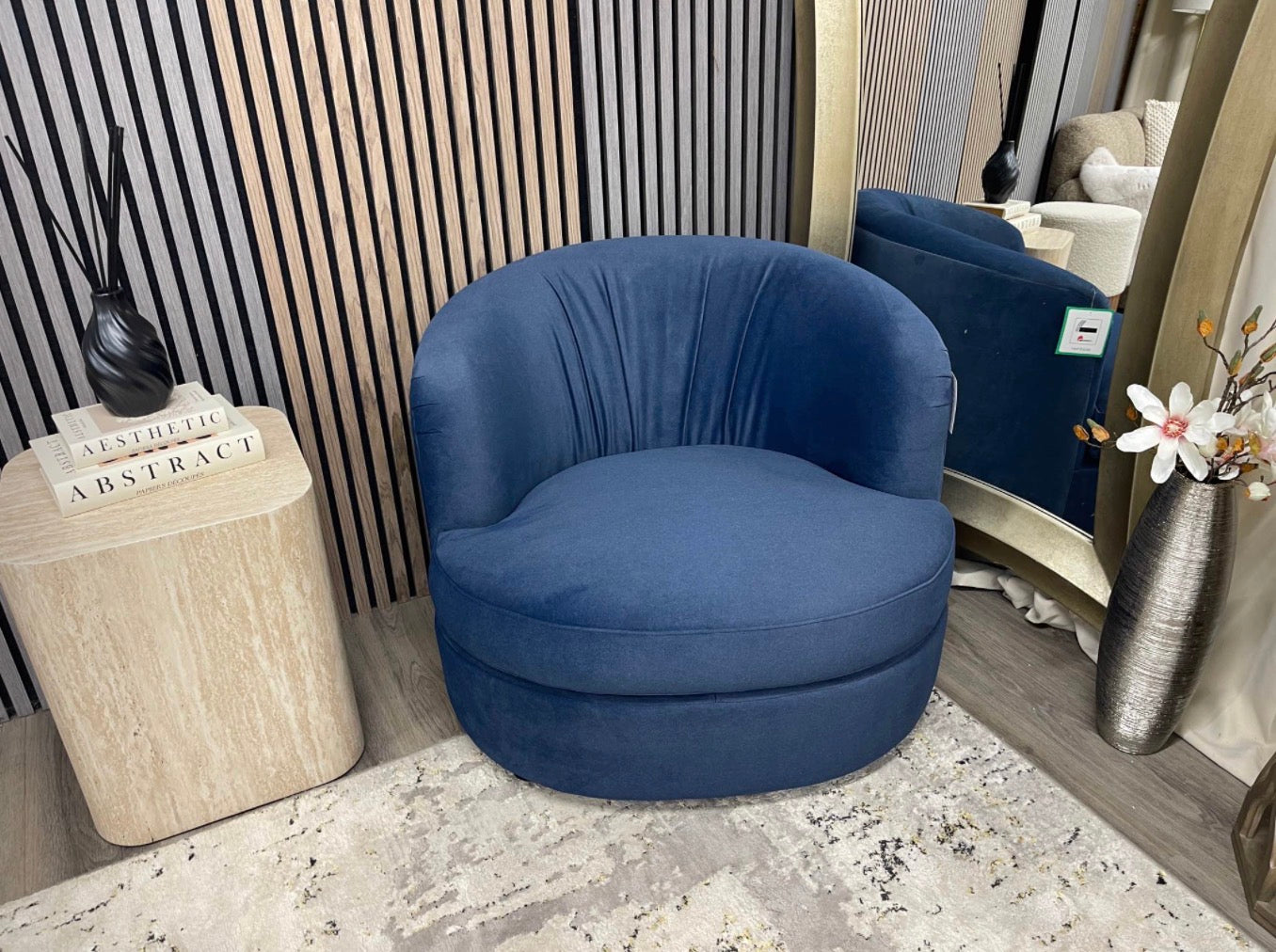Portland Mohair Ocean Blue Accent Chair