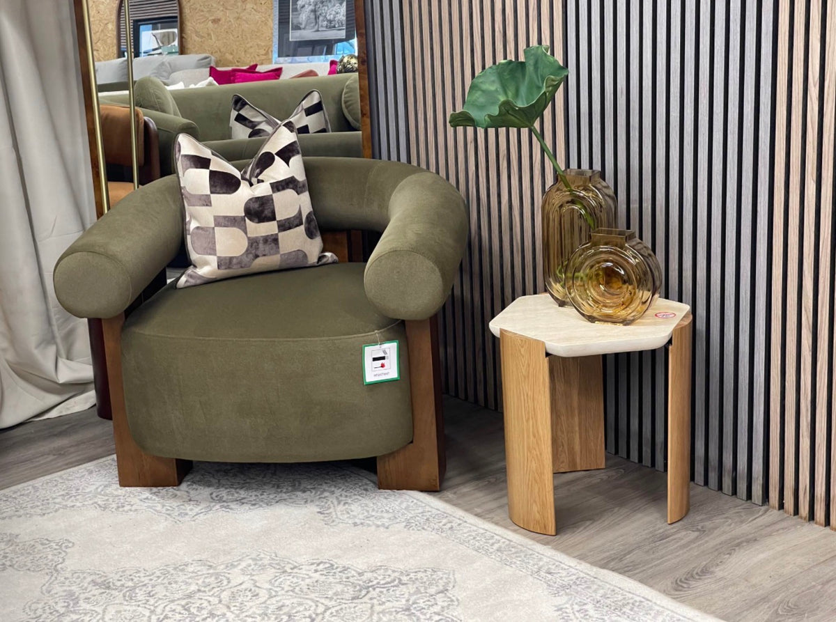 Fawnley Moss Green Mohair Velvet Armchair