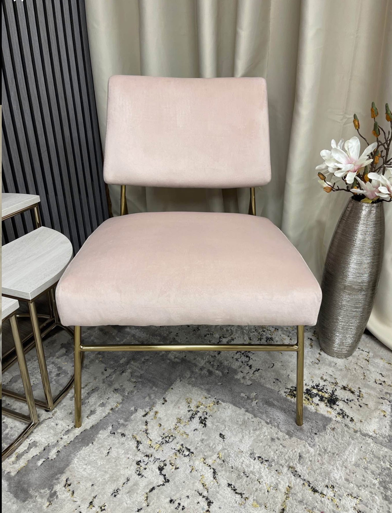 Blush Pink Velvet Accent Chair