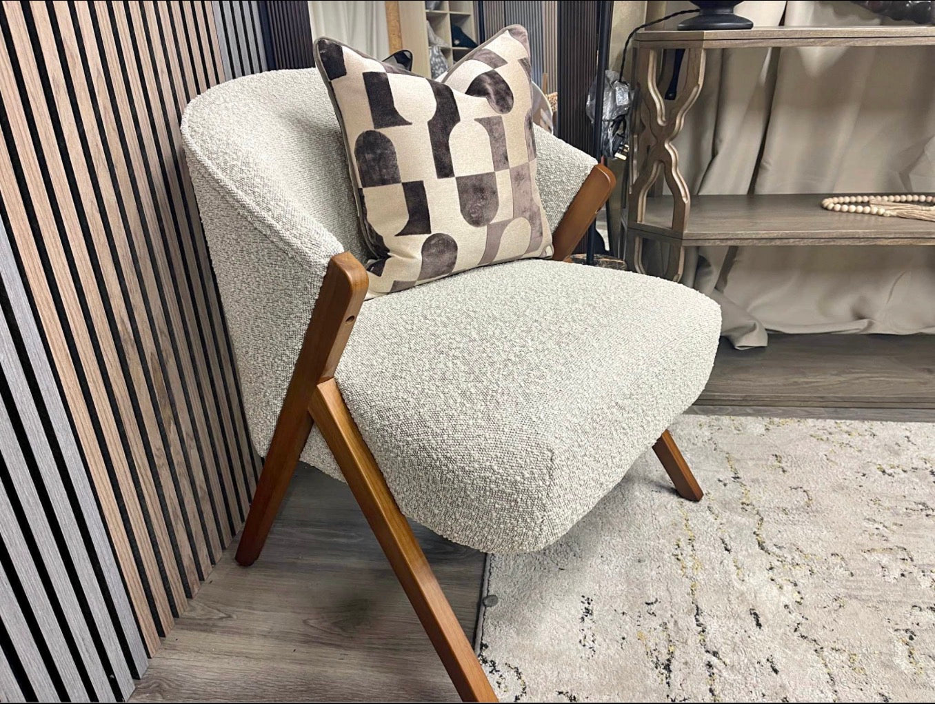 Kira Speckled Stone Boucle Accent Chair