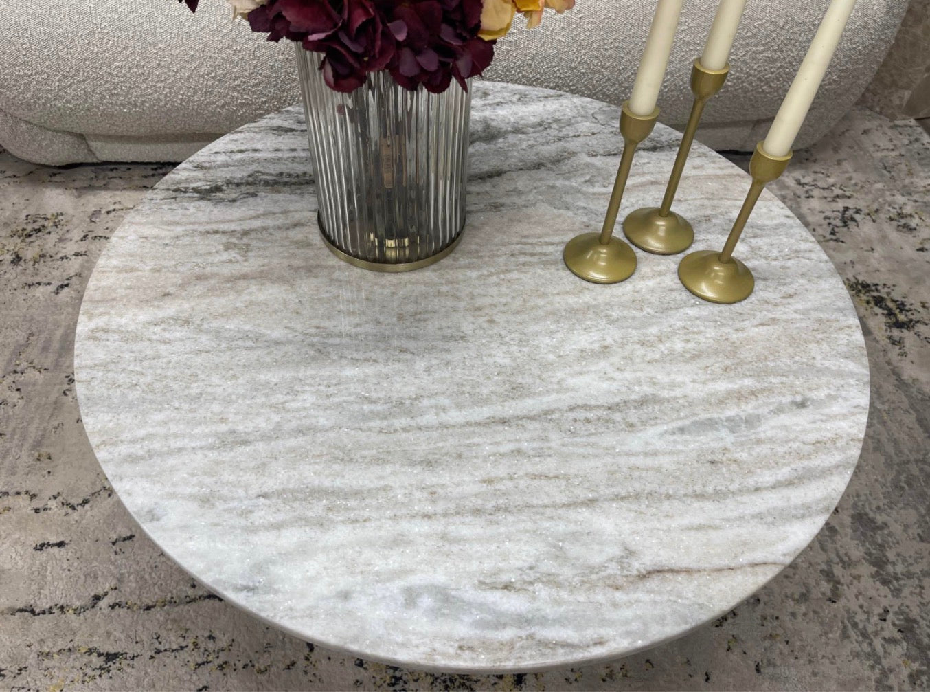 Grey Marble Round Coffee Table