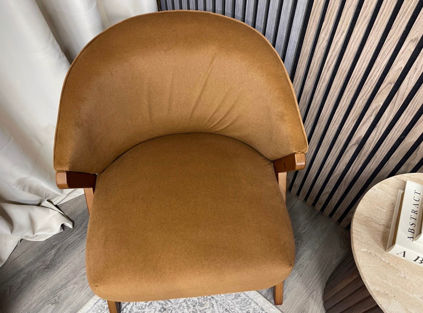 Kira Caramel Velvet Accent Chair