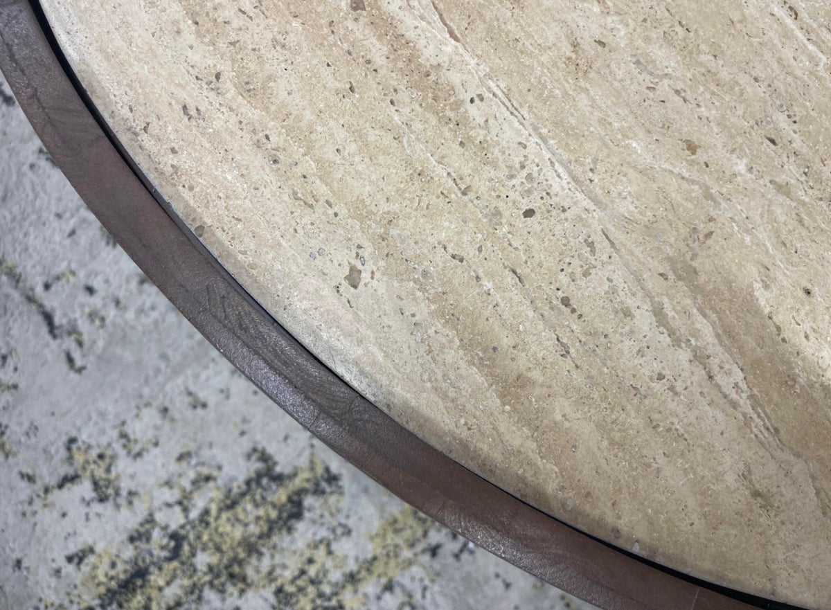 Natural Travertine&Walnut Coffee Table