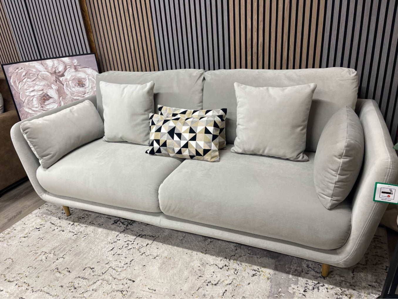 Dove Grey Velvet 3 Seater Sofa