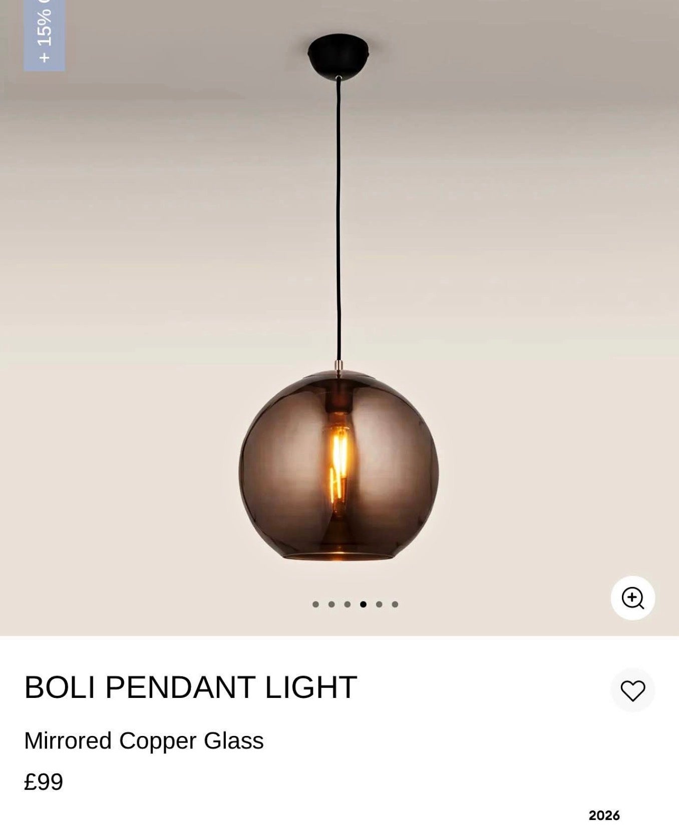 Mirrored Copper Glass Pendant Light