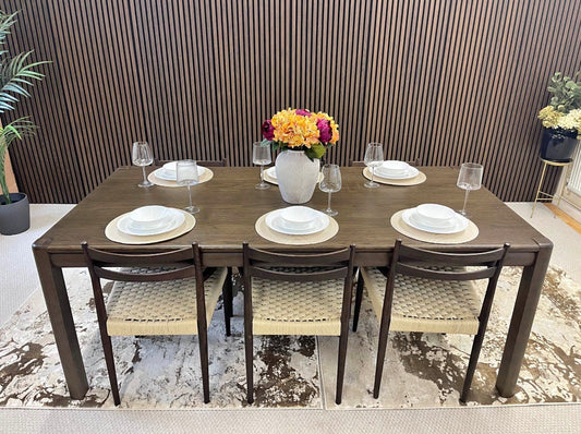 Extendable Walnut Dining Table And 6 Dining Carver Chairs