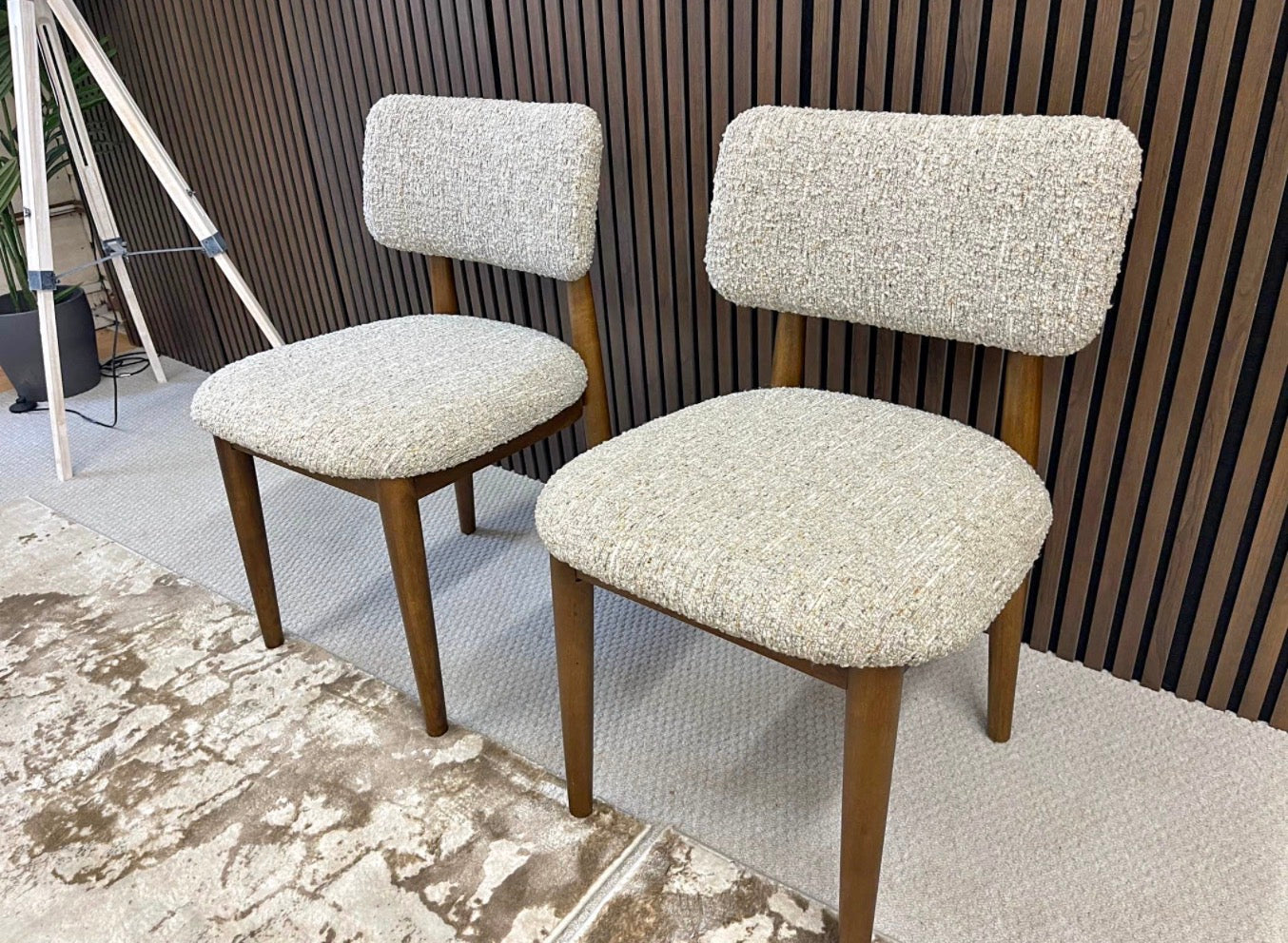 Next Tweedy Boucle Mink Dining Chairs x2