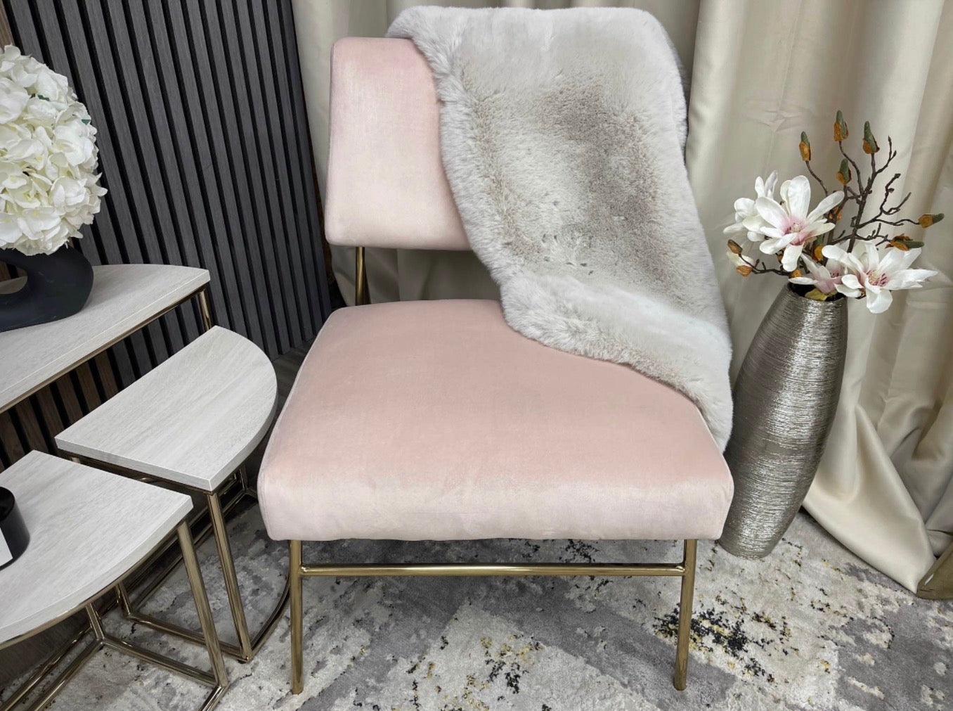 Blush Pink Velvet Accent Chair