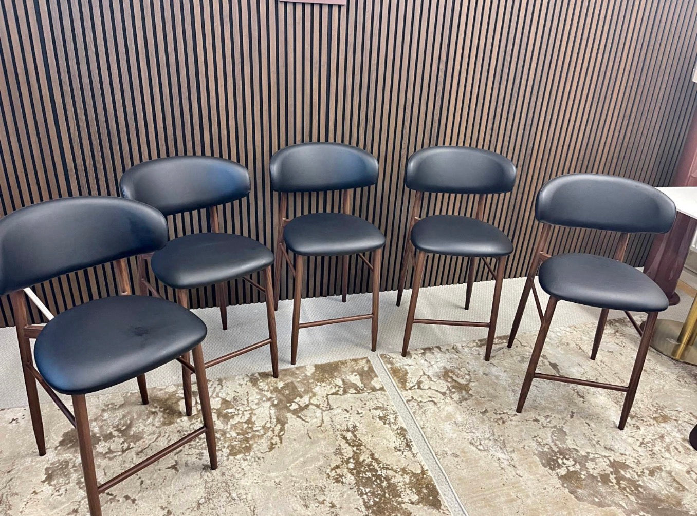 Halston Black Faux Leather Kitchen Stools X5