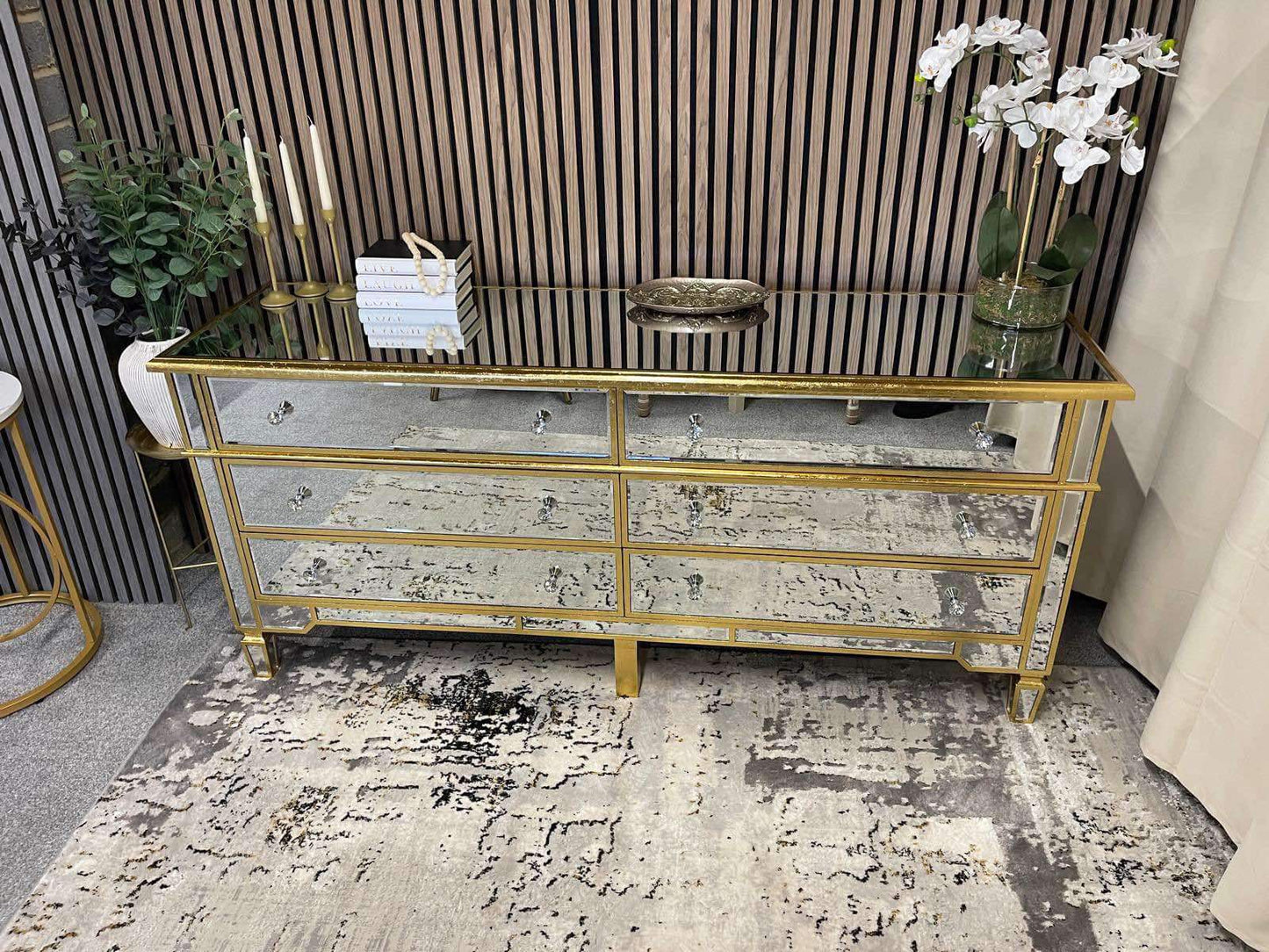 Gold Mirrored Chest Of Drawers