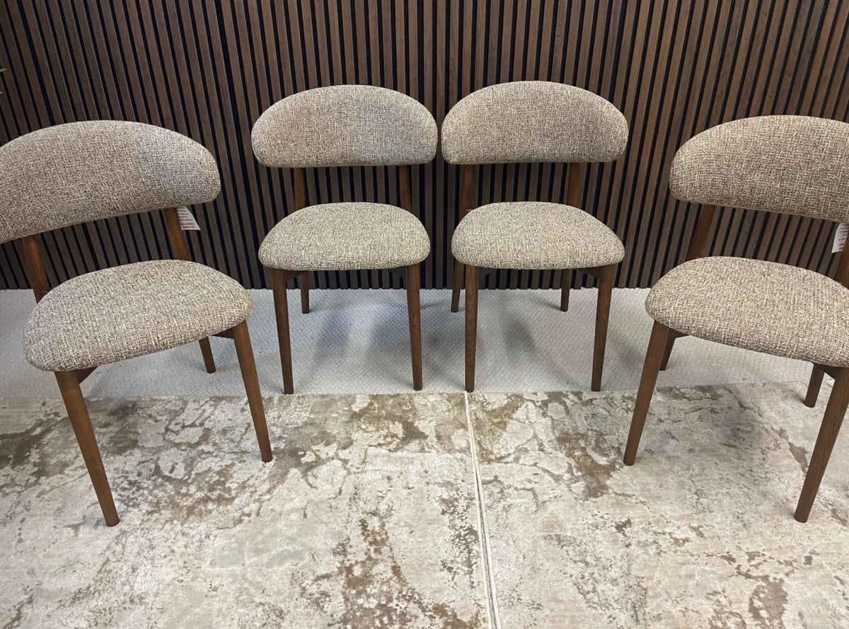 Halston Cappuccino Speckled Boucle Dining Chairs x4