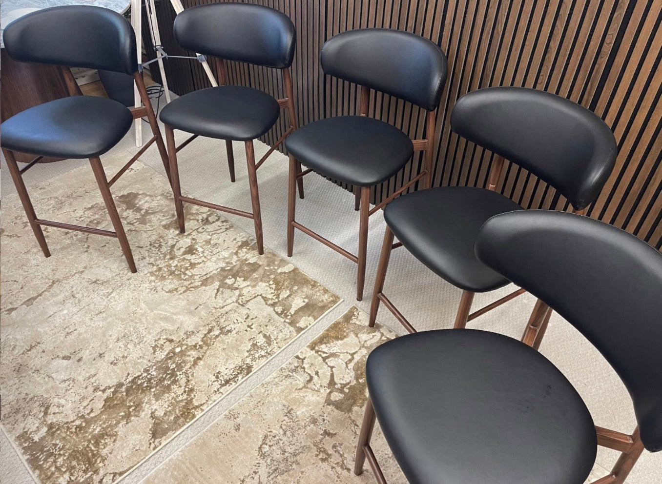 Halston Black Faux Leather Kitchen Stools X5