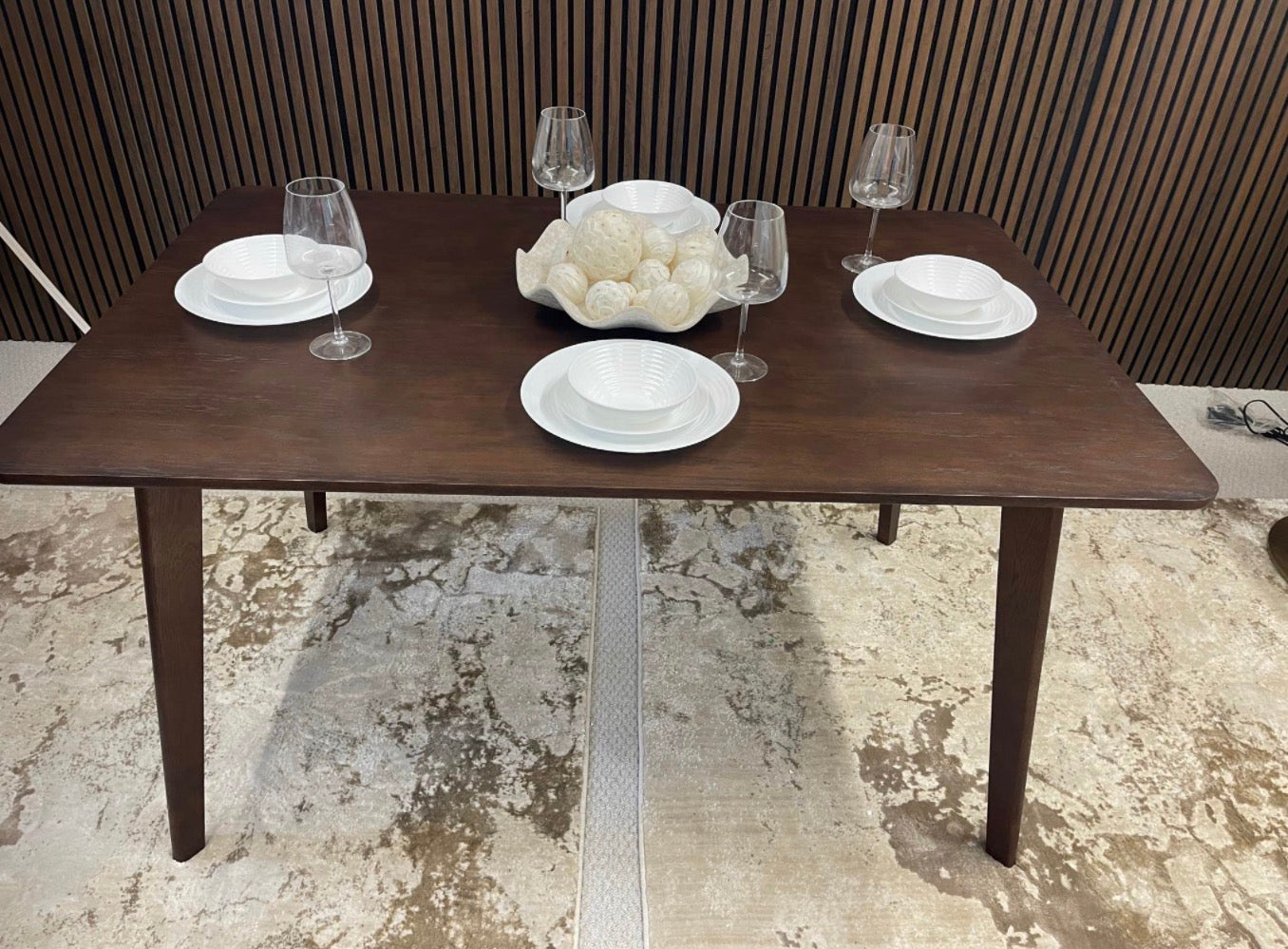 Rectangle Wooden Dining Table In Walnut Finish