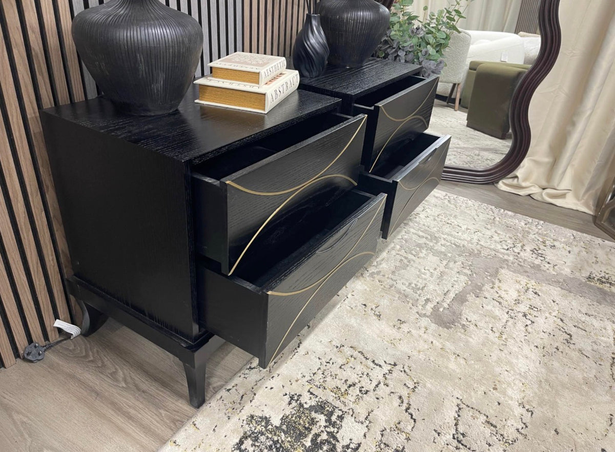 Set Of 2 Blair Black 2 Drawer Bedside Tables