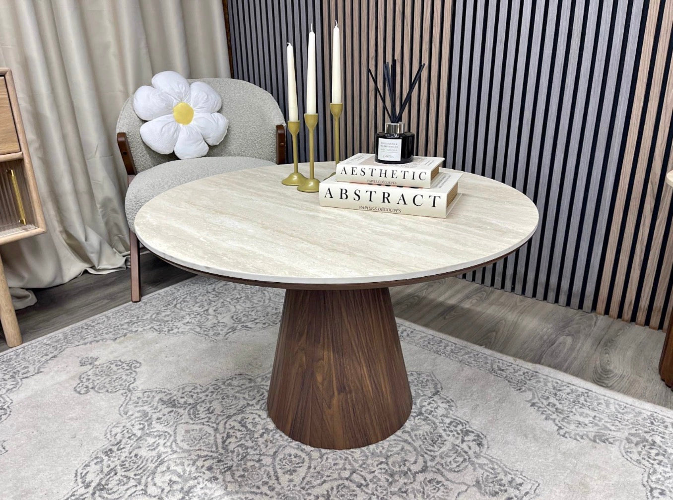 Round Stone Top Coffee Table