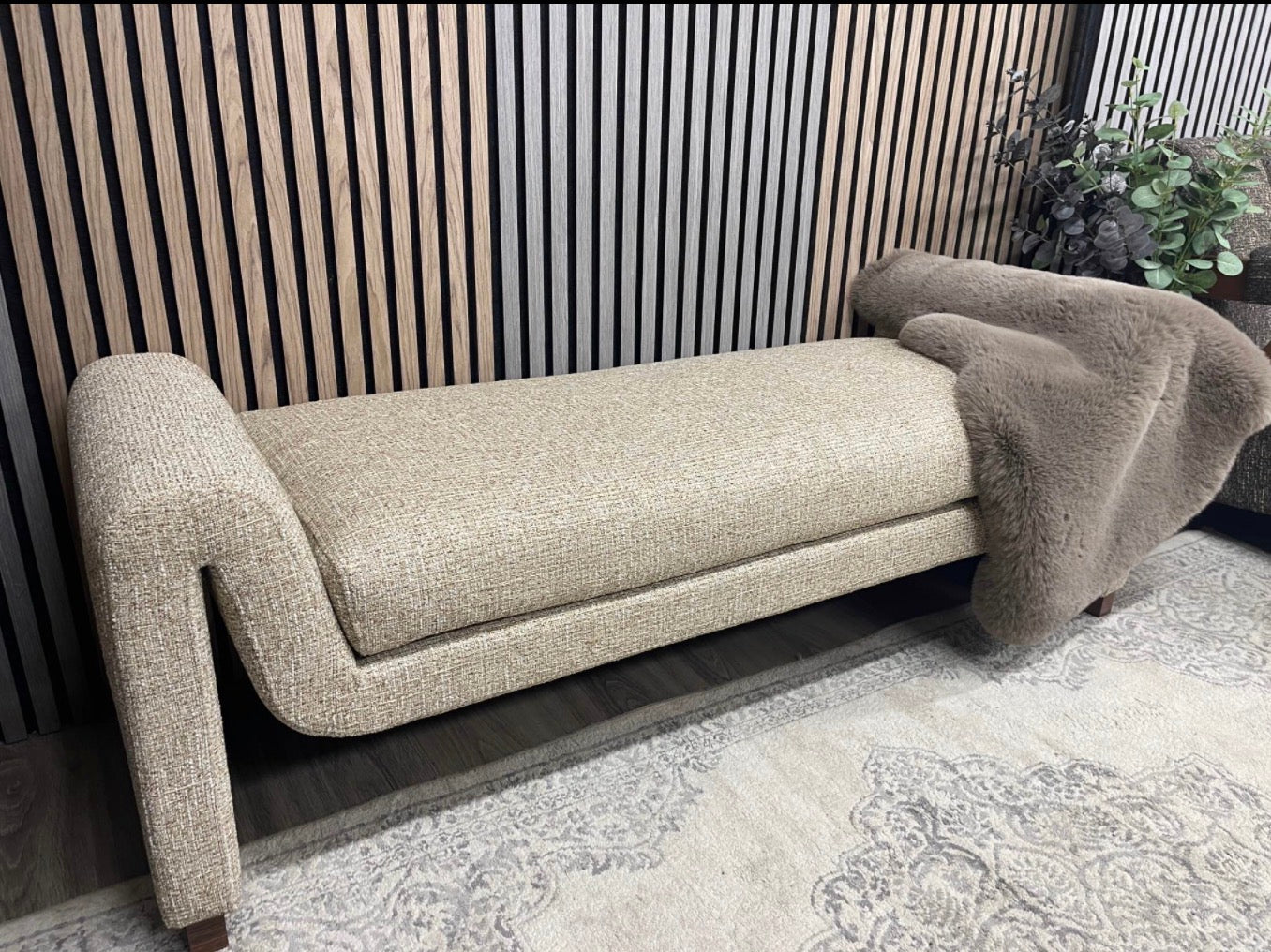 Bennett Speckled Latte Boucle Bench