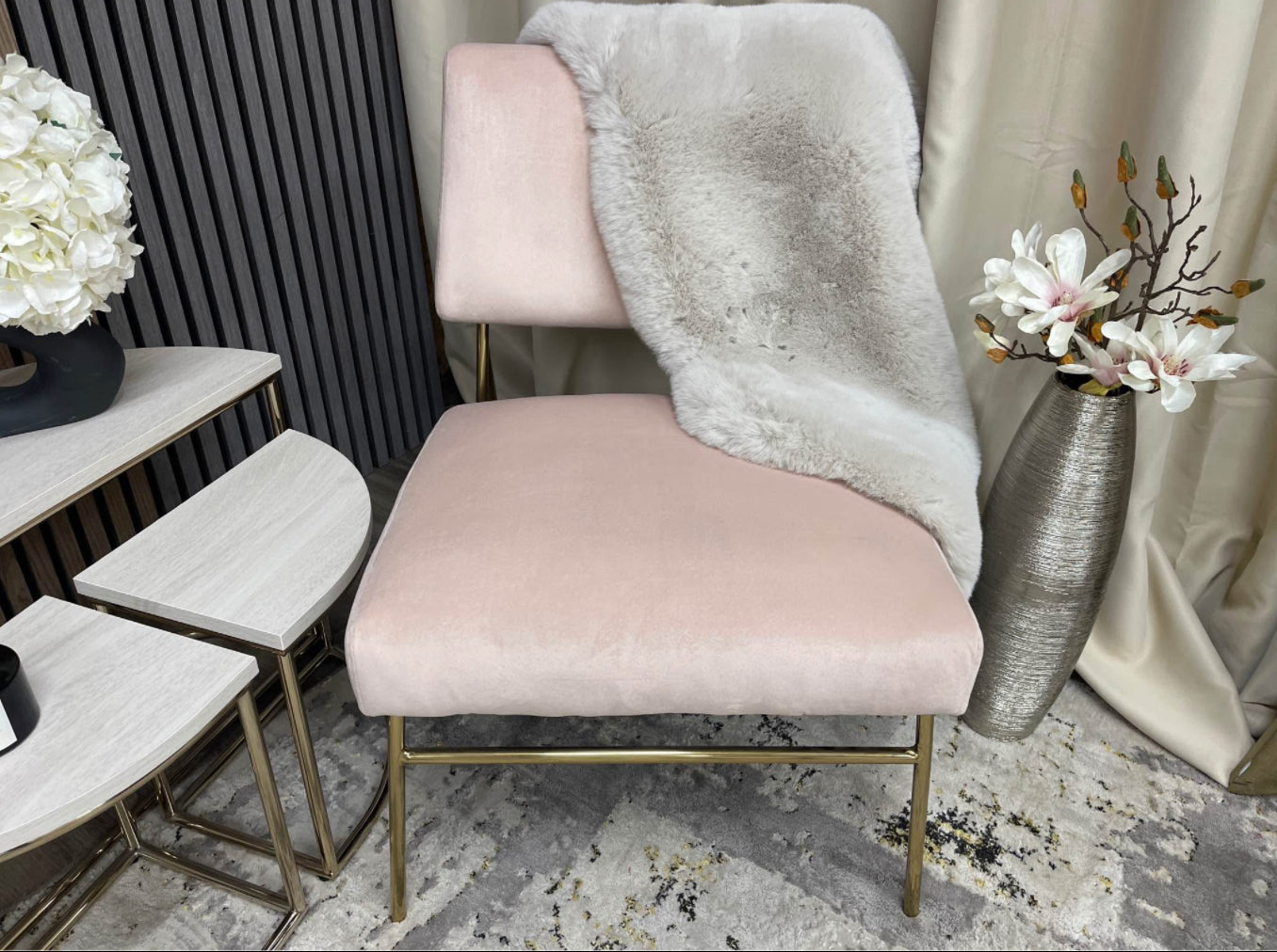 Blush Pink Velvet Accent Chair