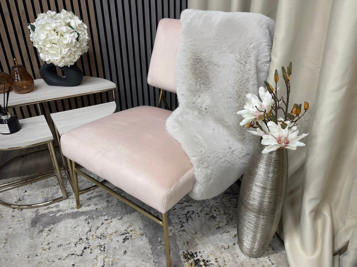 Blush Pink Velvet Accent Chair