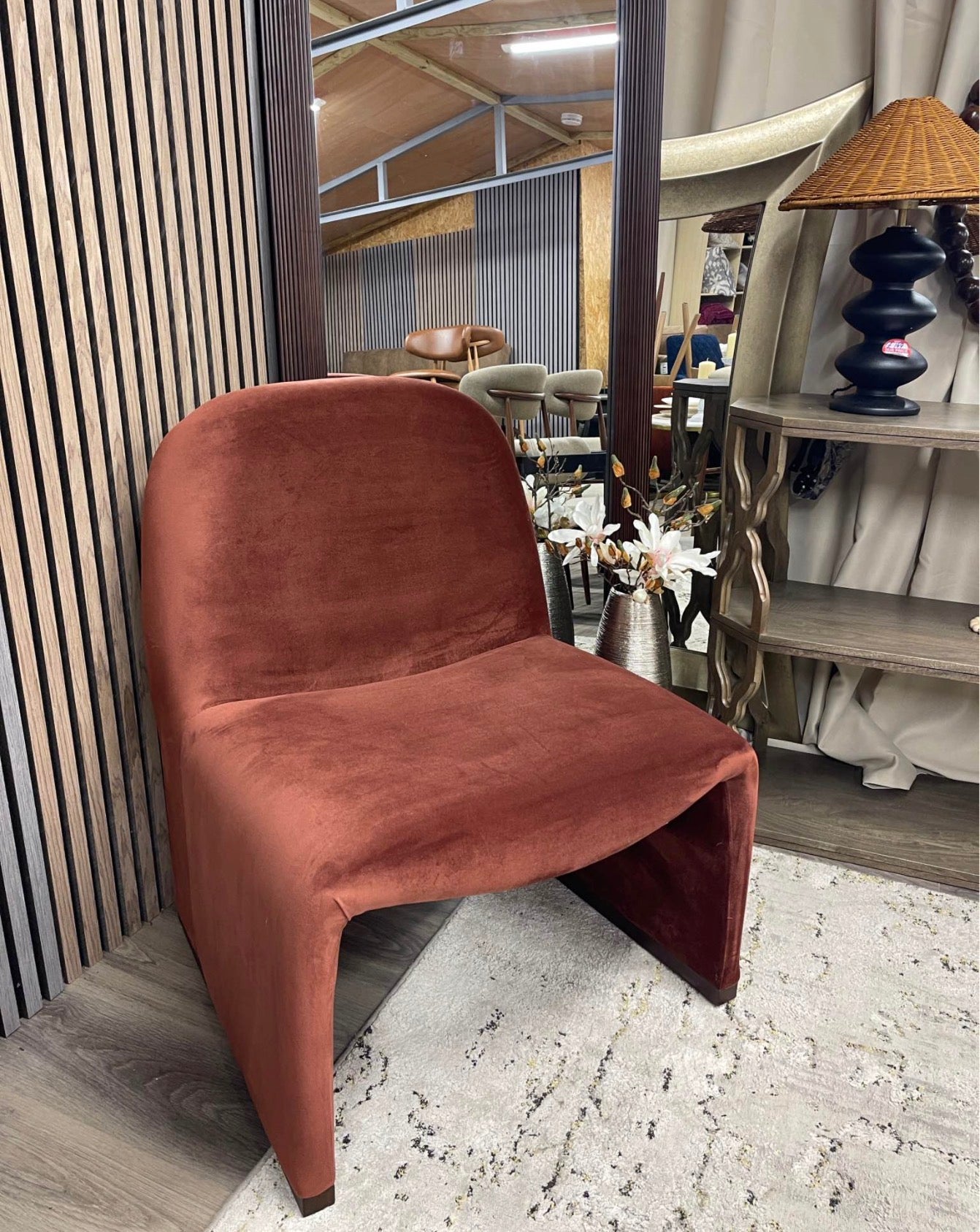 Arlet Rust Red Velvet Accent Chair