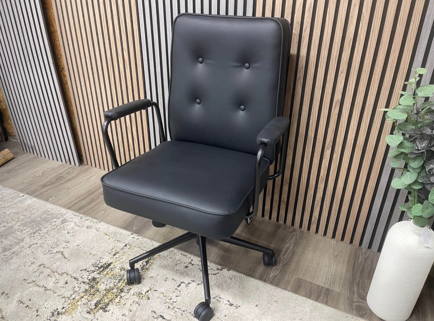 Black Faux Leather Office Chair