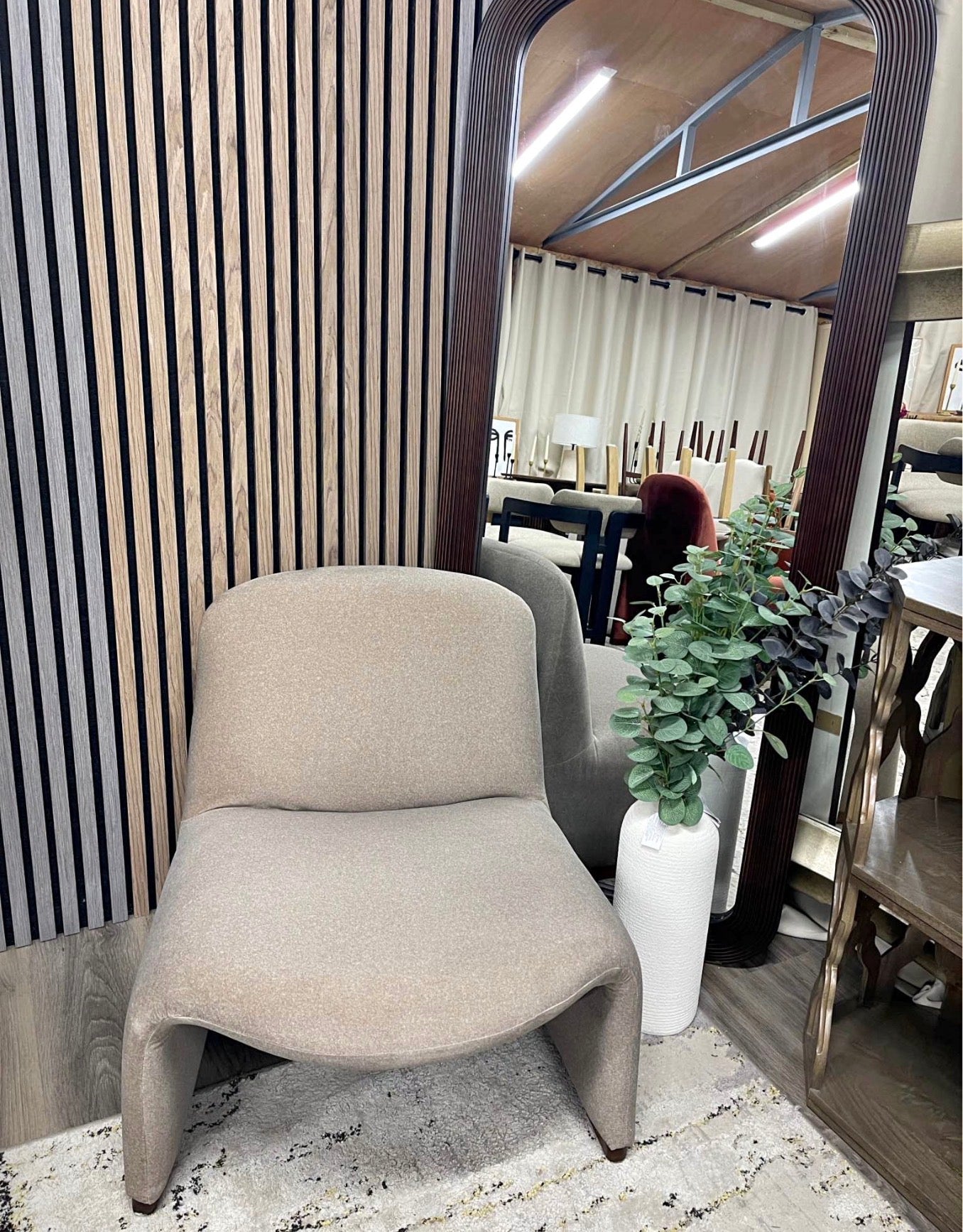 Arlet Latte Mohair Velvet Accent Chair