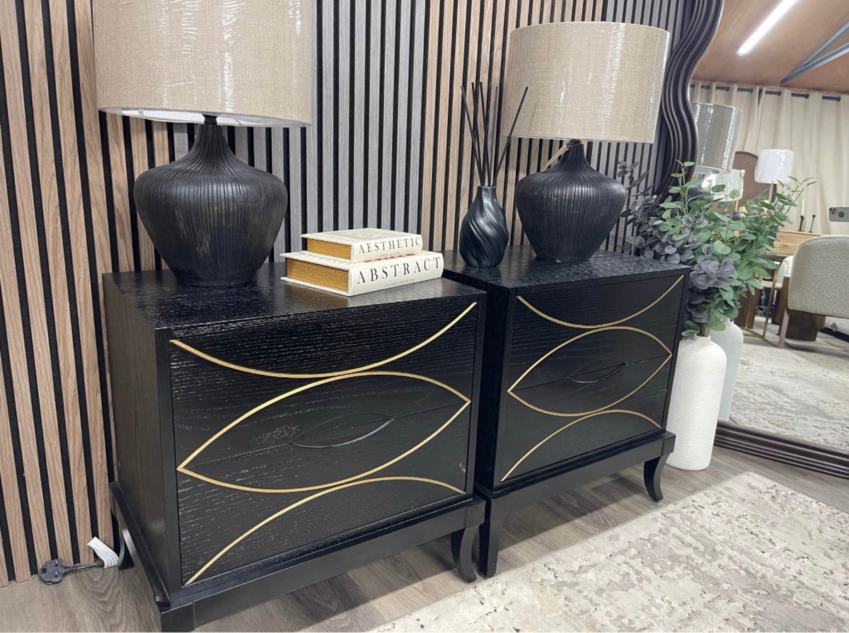 Set Of 2 Blair Black 2 Drawer Bedside Tables