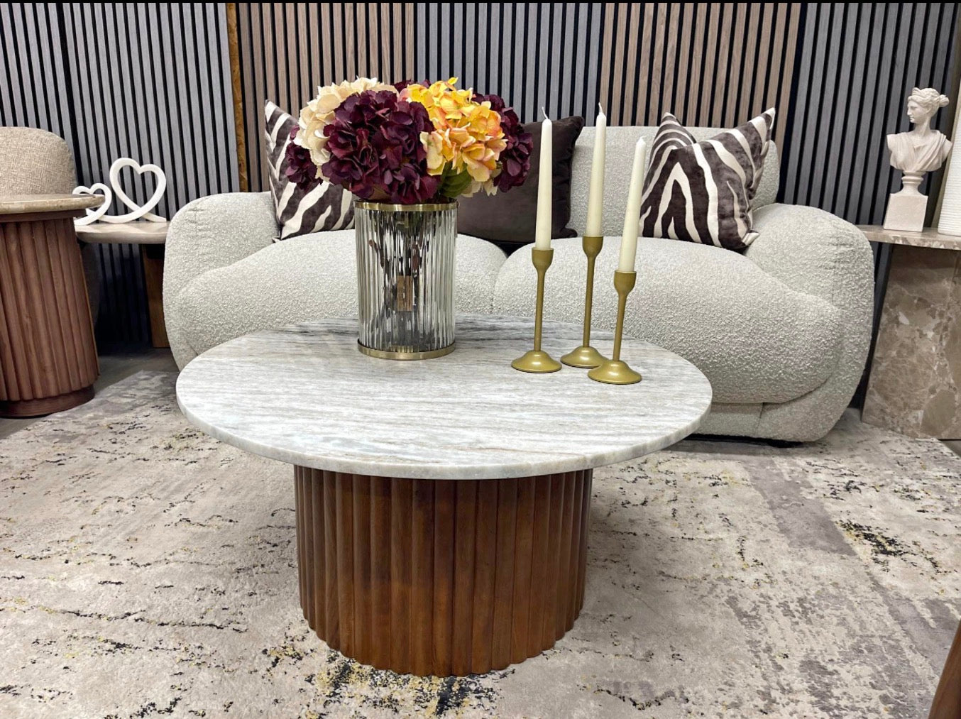 Grey Marble Round Coffee Table