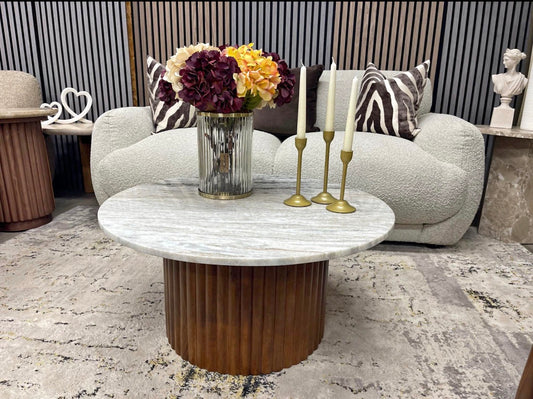 Grey Marble Round Coffee Table