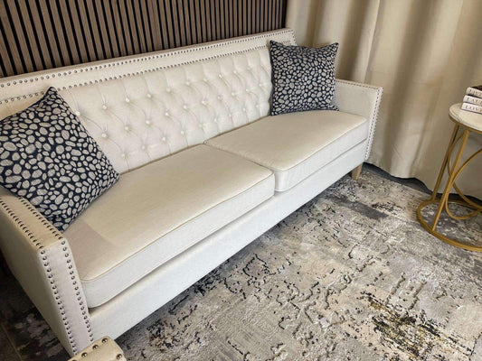 Ivory Fabric 3 Seater Sofa and Armchair