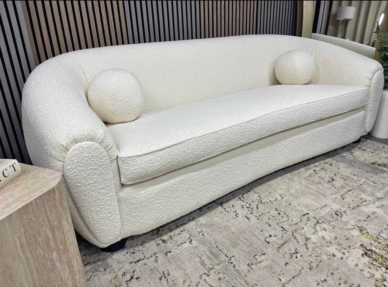 White Boucle 3 Seater Sofa