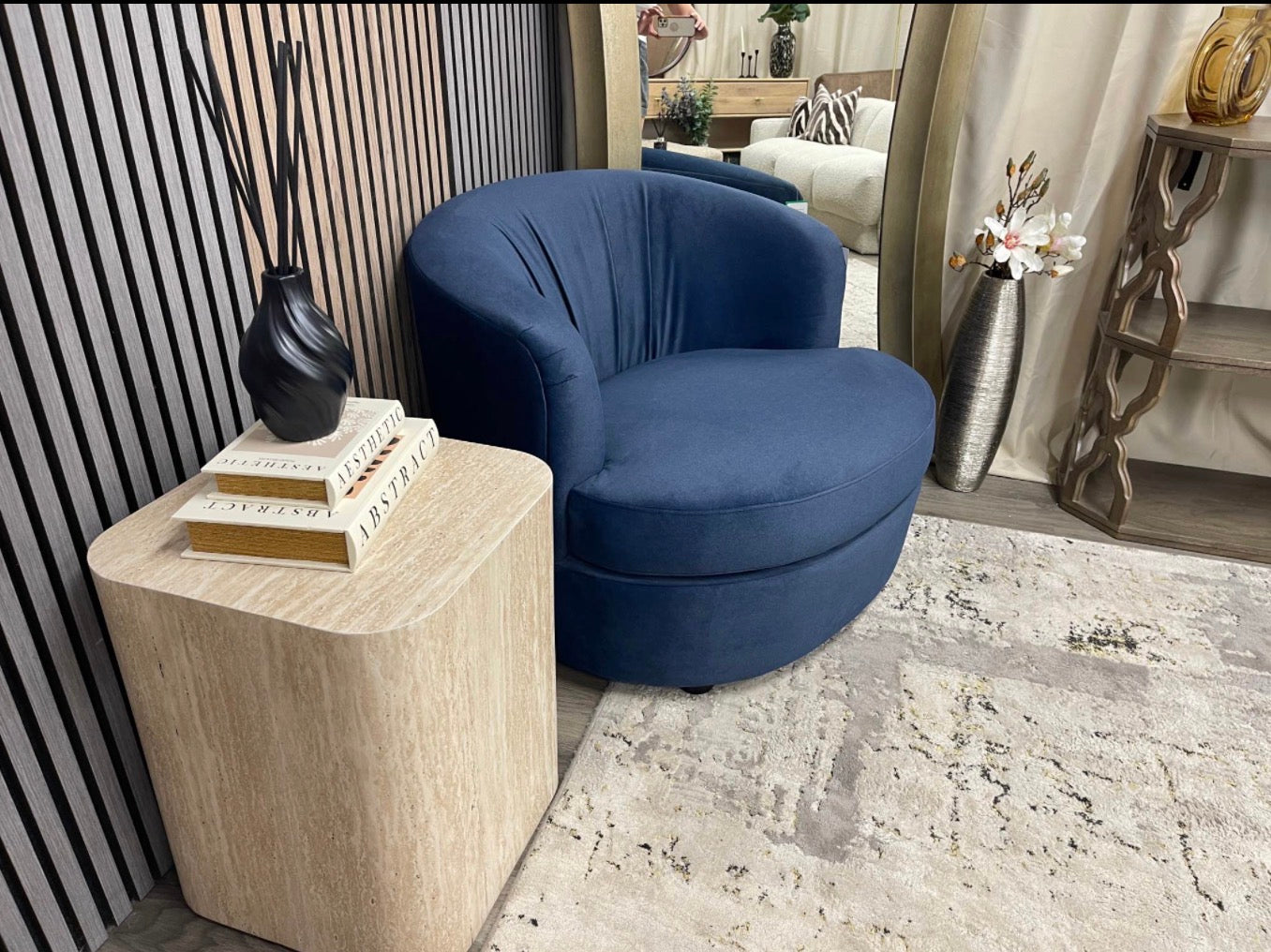 Portland Mohair Ocean Blue Accent Chair