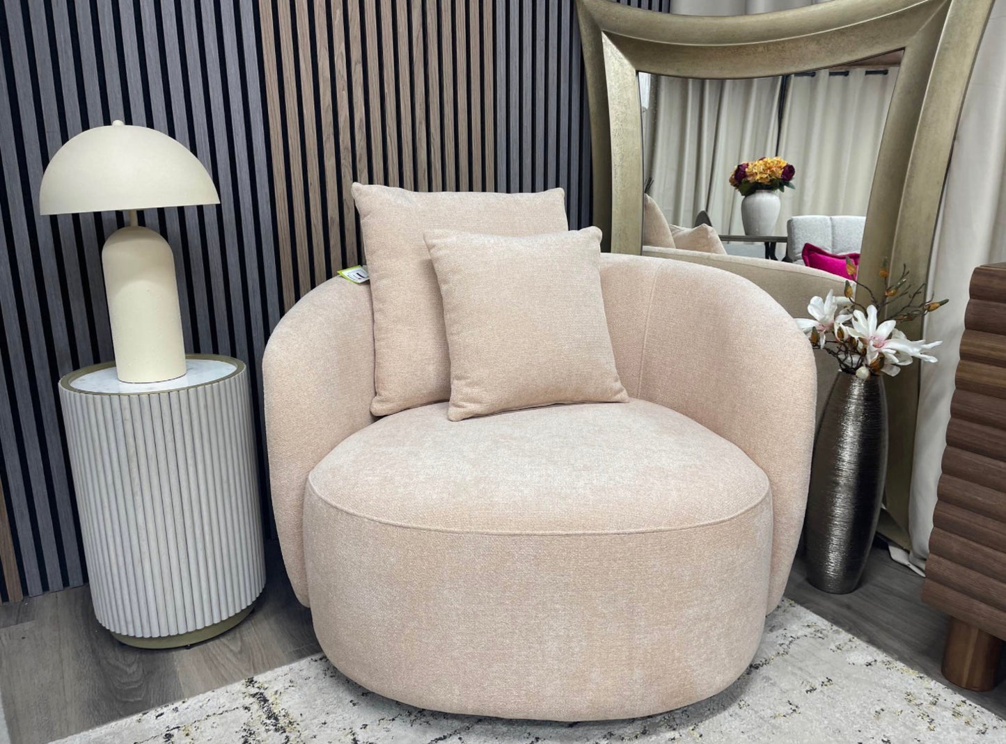 Salmon Swivel Armchair