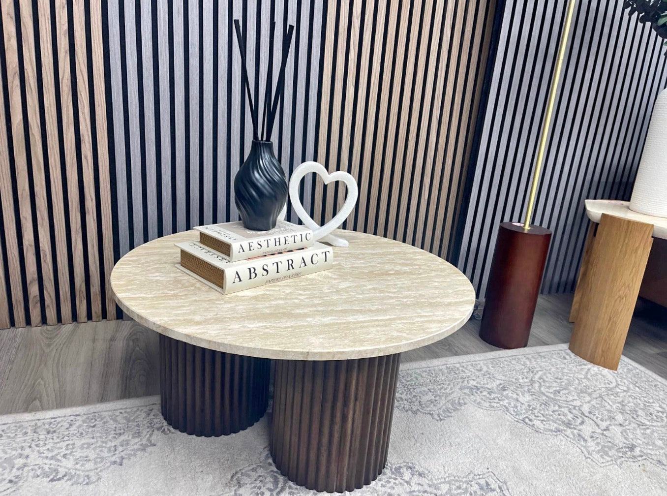 Natural Travertine Skylar Round Coffee Table