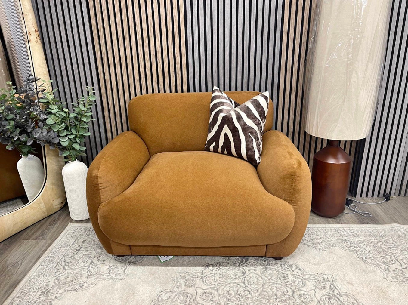 Cloud Caramel Mohair Velvet Armchair