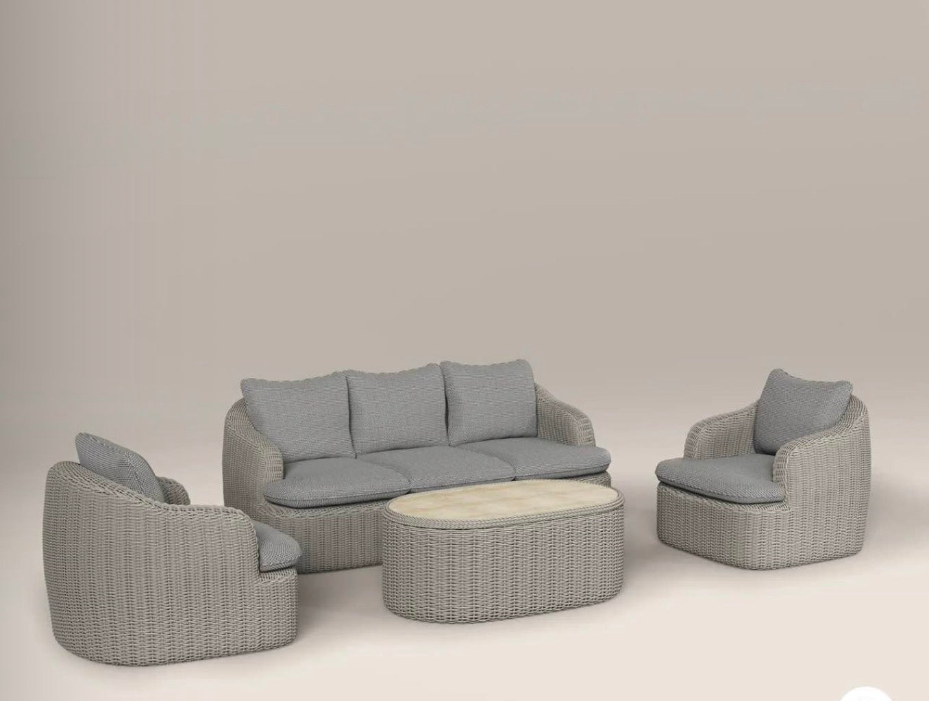 Lucia Smoke Natural Rattan Garden Sofa Set