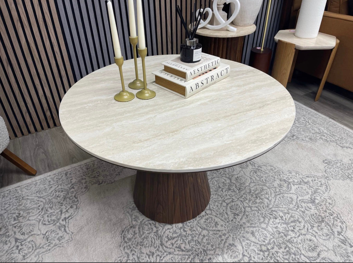 Round Stone Top Coffee Table