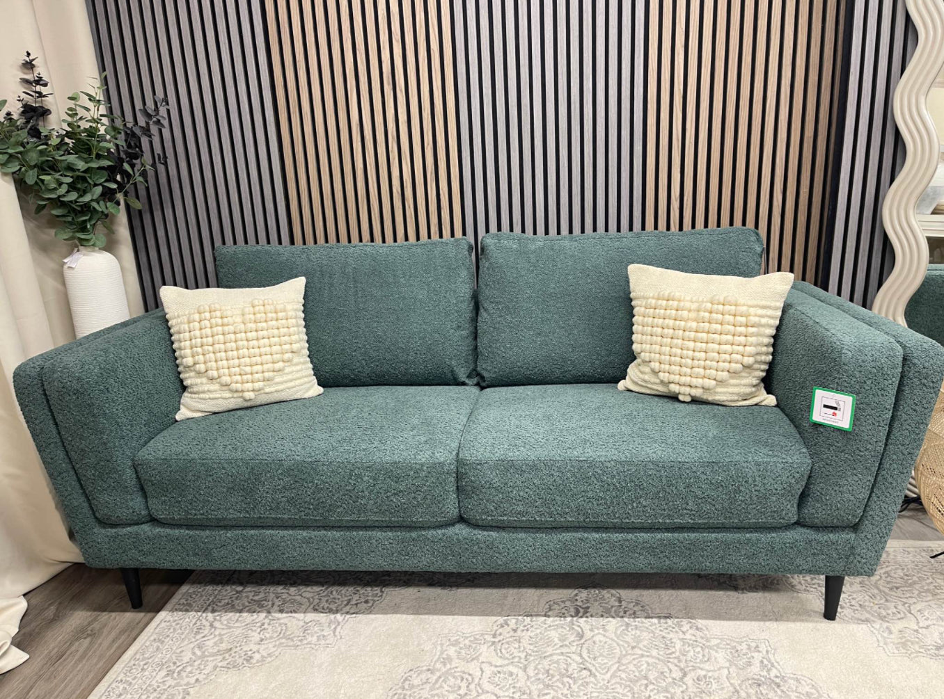 Teal Boucle 3 Seater Sofa