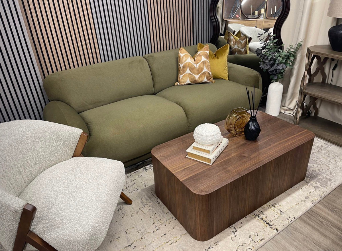 Cloud Moss Green Velvet 3 Seater Sofa