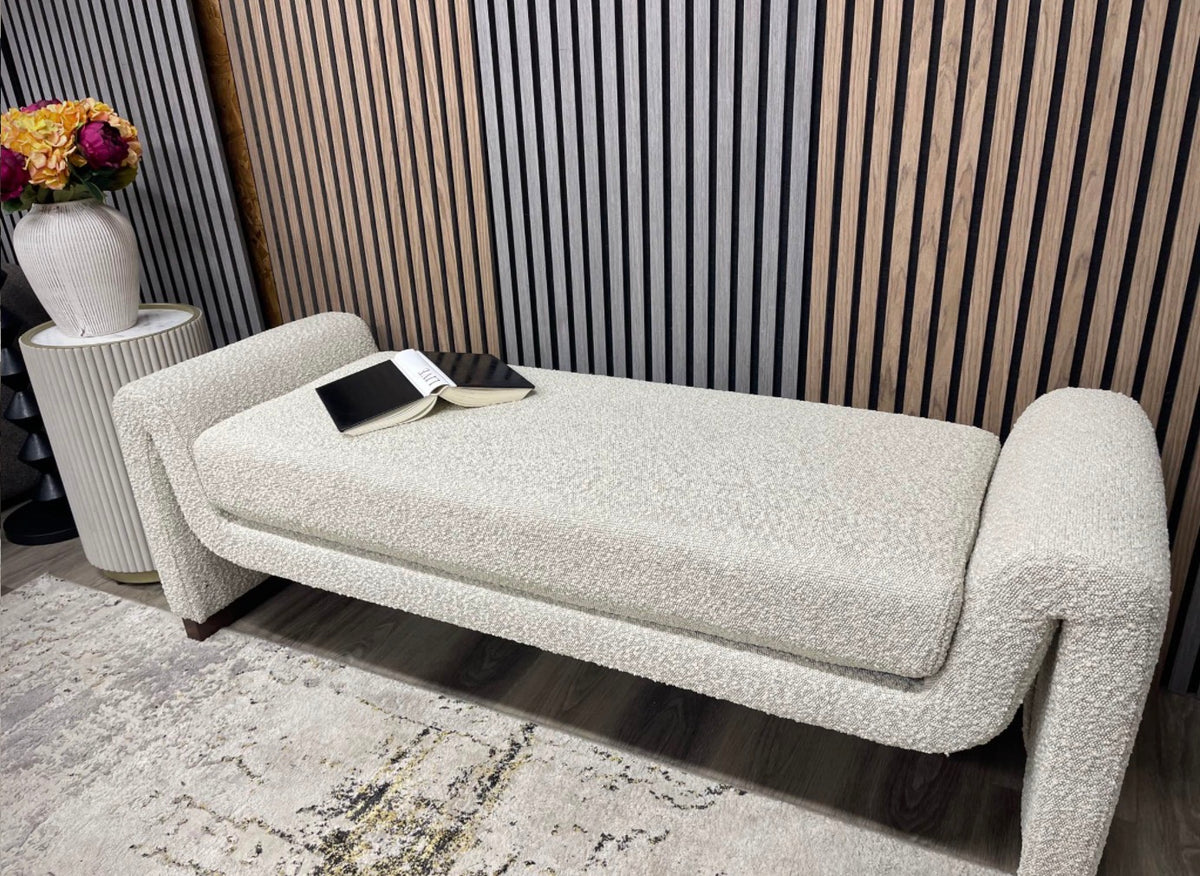 Bennett Speckled Stone Boucle Bench